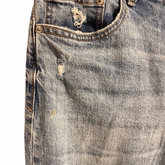 Daze Tough Love High Waisted Distressed Straight Leg Blue Jeans - Picture 5 of 5